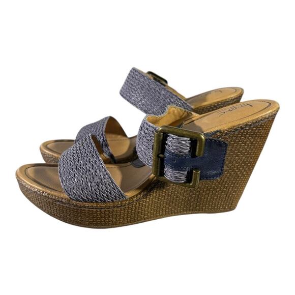 Born On Concept Women’s Wedge Espadrille Blue Brown Size 9 Sandals - Picture 4 of 8